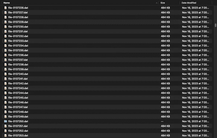 Pathem — real file-list rendering with 1,000,000 synthetic rows